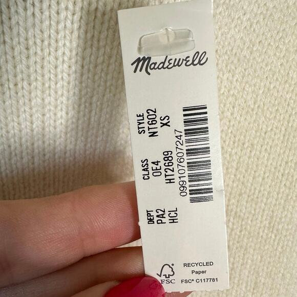 Madewell Boxy Crewneck Sweater Women Wool Cashmere Blend Cream XS New - Picture 6 of 10